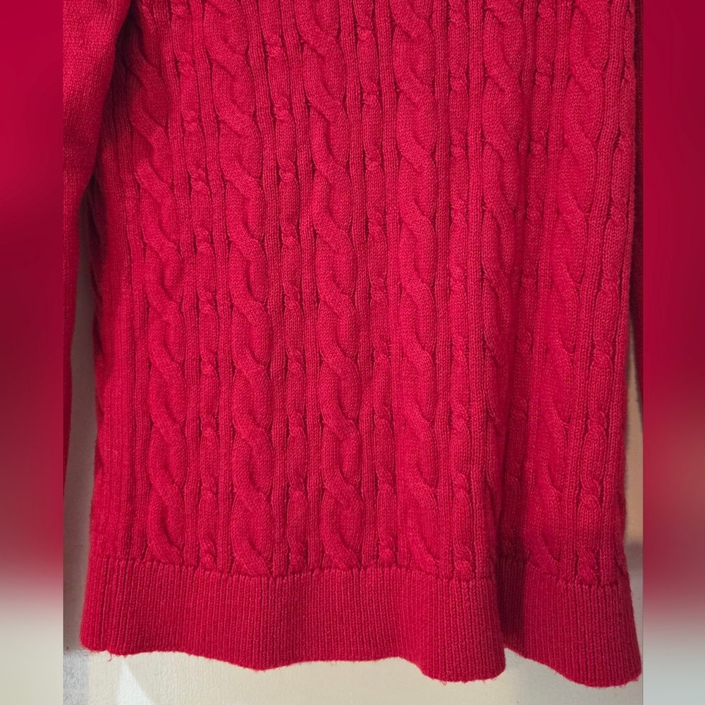 Women's Talbots Red Cable Knit Crewneck Sweater, Size S - Picture 6 of 15